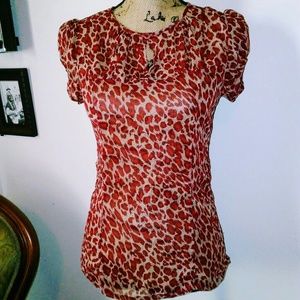 NWT Red & burgundy leopard pinup blouse